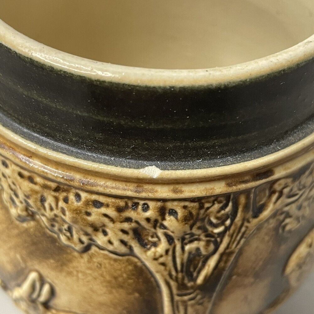 2 VTG‎ Beer or Coffee Stone Wear Mugs 4" Tall Rabbits Deer Black Trim Germany - Picture 8 of 12